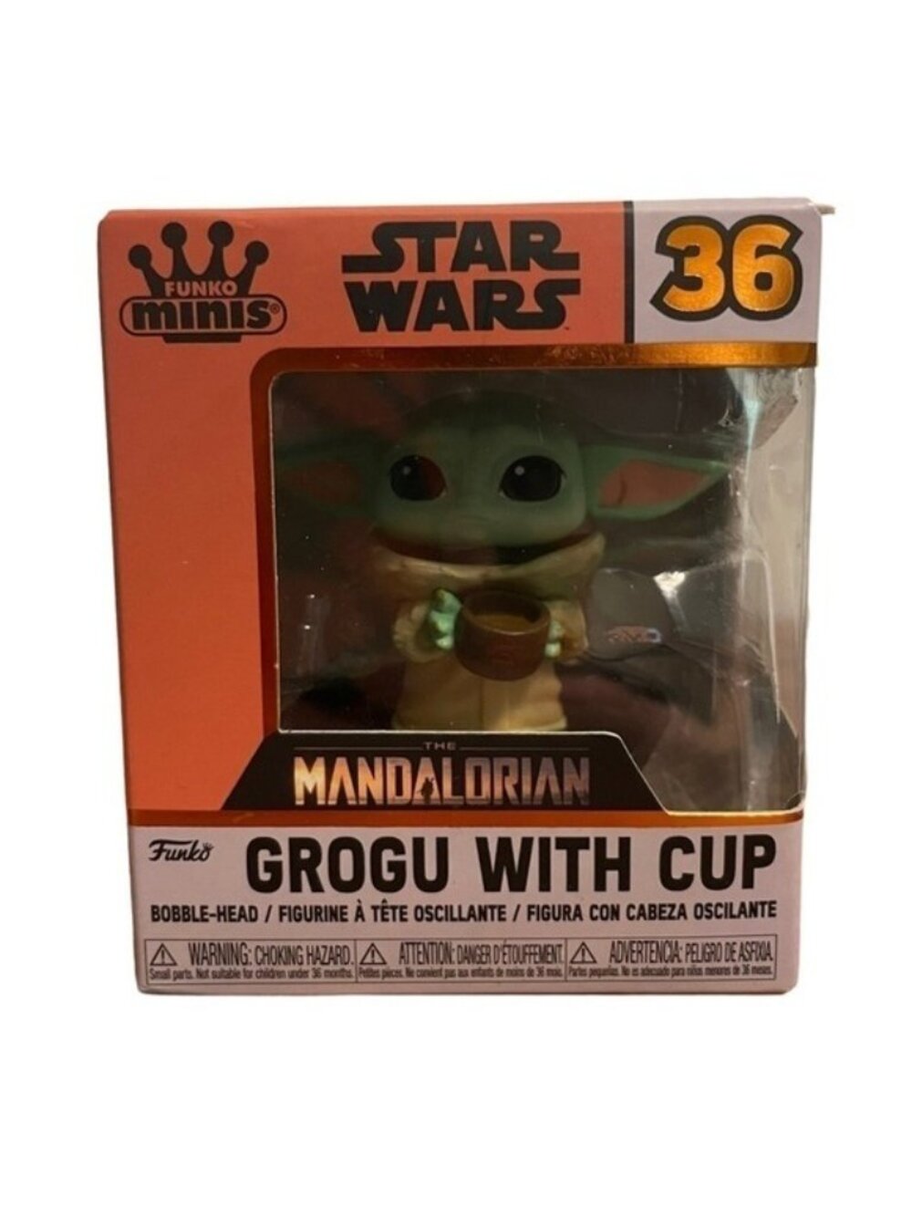 Funko Minis Star Wars The Mandalorian Grogu with Cup Bobble-Head New in Box #36